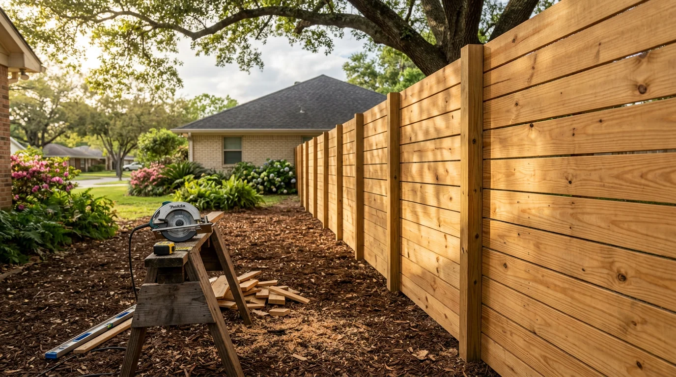 Custom residential fence installation in Lafayette, Louisiana